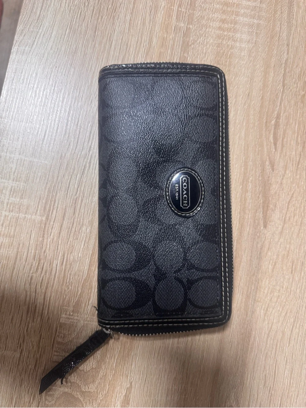 Coach Charcoal Signature Tote with Matching Wallet